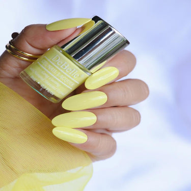 DeBelle Gel Nail Polish Lemon Tart (Lemon Yellow)|Non UV - Gel Finish |Chip Resistant | Seaweed Enriched Formula| Long Lasting|Cruelty and Toxic Free| 8ml Glossy Finish